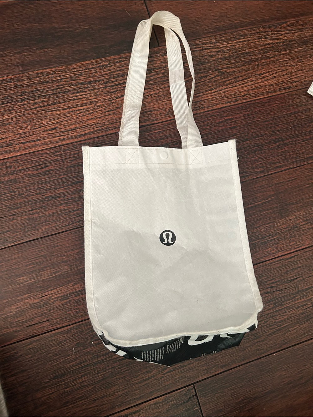 lululemon athletica White and Gray Logo Tote Interior View